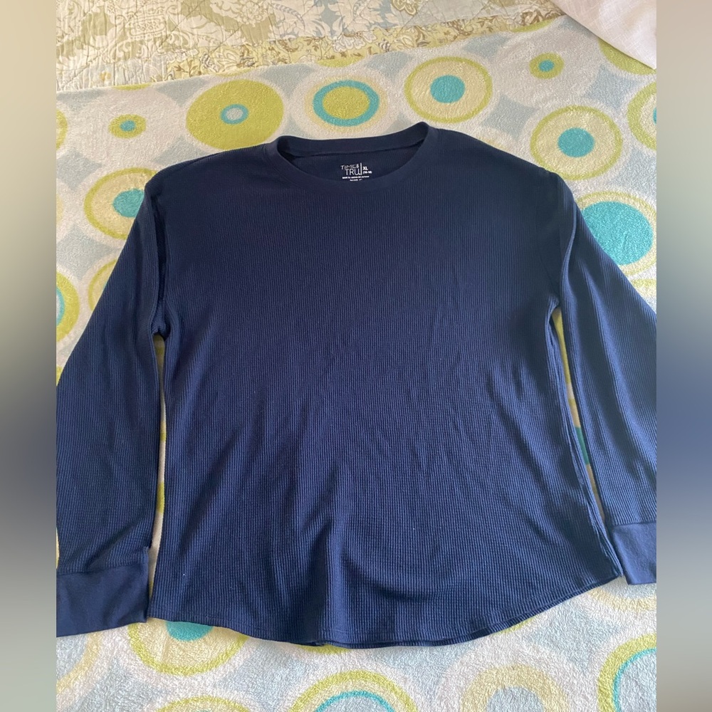 Time and Tru XL Waffle Knit Blue Shirt
